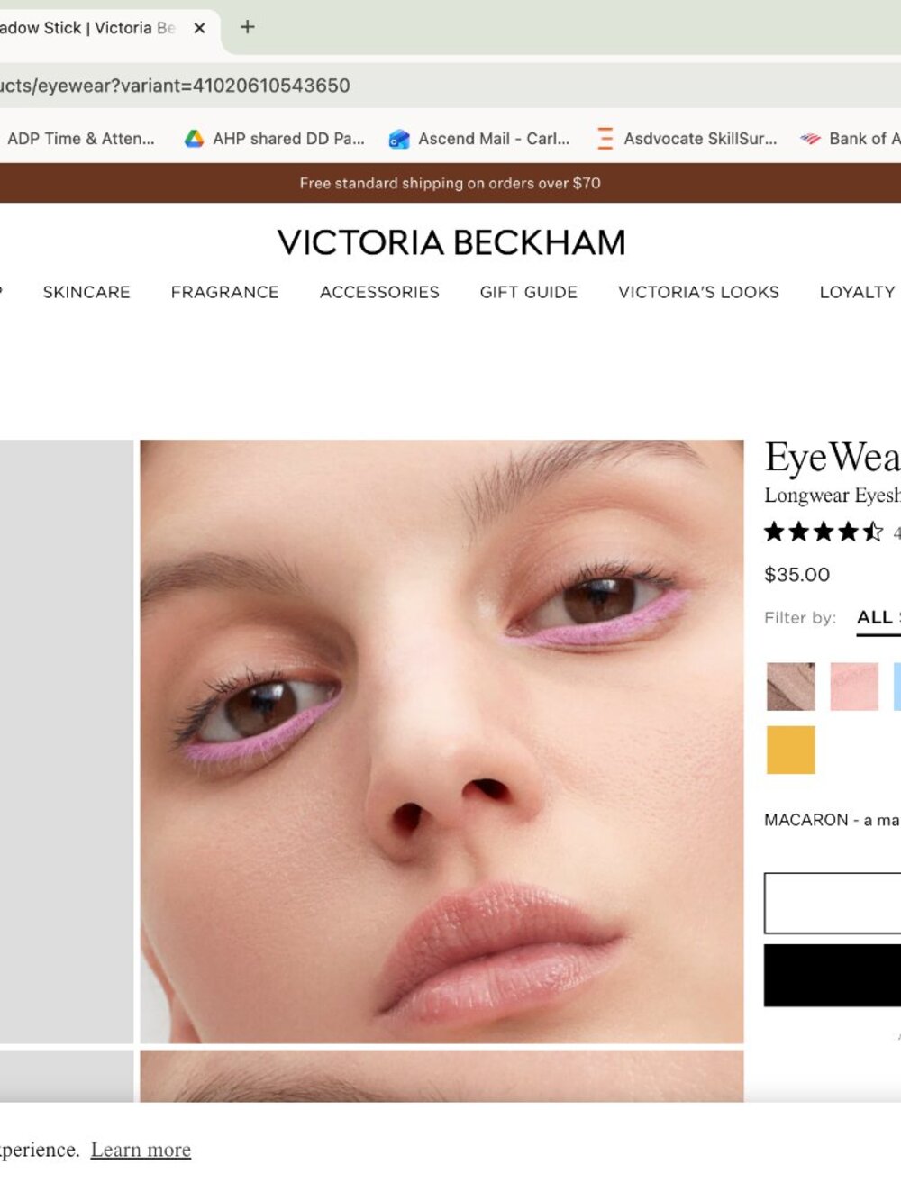 VictoriaBeckham Eyeshadow stick in Macaron/neutral pink);unused/original package